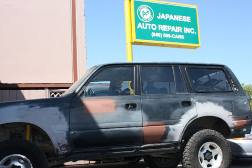 Toyota Landcruiser in Front of A+ Japanese Auto Repair in San Carlos